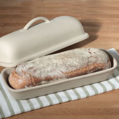 Superstone Covered Baker,Unglazed Stoneware Bakeware, Rectangular Bread  Cloche Baking Pan,Bakes Italian Bread with Light Crumb and Crusty 